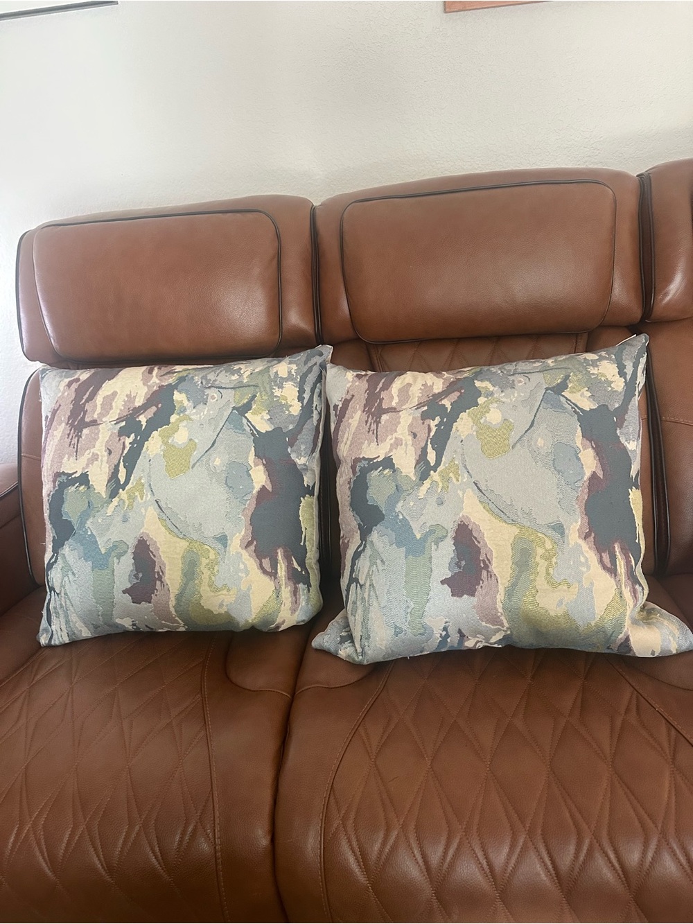 D.V. Kap Home Abstract feather Pillow Pair lavender ,  Blue, Green, cream,Tan